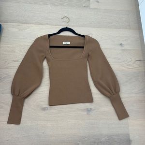 Babaton Size XXS camel coloured square neck top